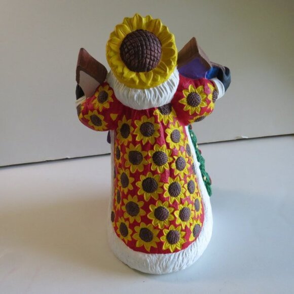 Santa Claus Sunflower Floral Birdhouses Cardinals Christmas Ceramic Hand painted - Picture 4 of 11